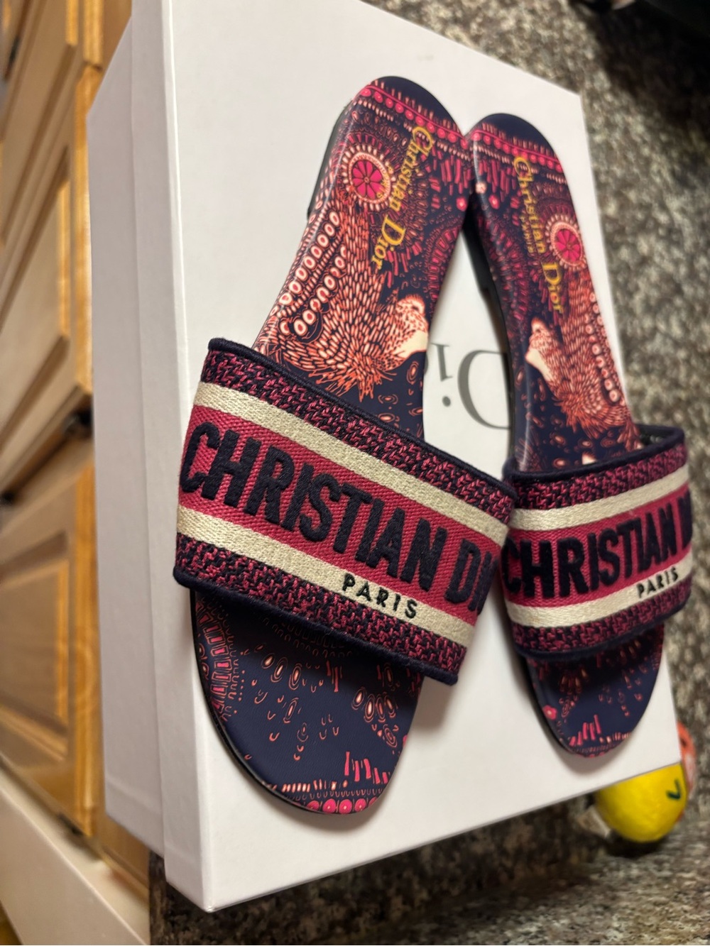 Dior Navy and Pink Christian Dior Slide Sandals